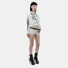 Sudadera con Capucha Corta para Mujer Subcultura Cardigan con Cremallera Estampado de Alas Cruzadas Y2K Milenio Top de Chica Popular