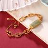 Luz de luxo S925 prata banhado a ouro natural Hetian jade pulseira vintage moda nacional flor de ameixa quadrado pulseira feminina