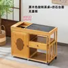 Mesa de Té Giratoria Móvil Balcón Hogar Máquina de Bar de Té Integrada Preparación de Té Mesa de Café Multifuncional Juego Completo Mesa de Té Gabinete de Agua para Té