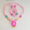 Conjunto de 4 collares y joyas con cuentas de girasol de dibujos animados para niños al por mayor