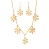 Serie Navideña Nueva Transfronteriza Conjunto de Collar con Colgante de Copo de Nieve de Pedrería y Aretes Moda para Damas Regalo de Navidad