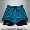 Shorts de Corrida Europeu Transfronteiriço para Homens, Corte Solto, Secagem Rápida, Forro Anti-Exposição, Equipamento de Treino Fitness, Shorts de Três Quartos