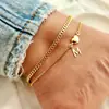 Tobillera con Corazón de Amor y 26 Letras de Comercio Exterior de Amazon, Moda Casual, Estilo Vacaciones de Verano en la Playa, Joyería para el Pie de Doble Capa Chapada en Cobre para Mujeres