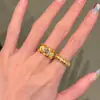 Anillo Retro Cepillado Arrugado para Mujer Diseño de Nicho de Lujo Ligero Anillo Ajustable de Circonita de Gama Alta Anillo Onda para Dedo Índice