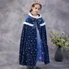 Capa Nueva de Hielo y Nieve Capa Ropa Exterior Chal Elsa Princesa Otoño e Invierno Niños Cordones Cálido Niños Medianos y Grandes
