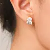 Pendientes de Botón Cuadrados Versátiles de Alta Gama con Circonita en Forma de Gota de Agua Bestseller Transfronterizo Sentido de Diseño de Nicho Joyería para Mujer al por Mayor