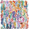 50 adesivos de graffiti de cavalo-marinho de desenho animado para guitarra, notebook, bagagem, DIY, adesivos à prova d'água, atacado quente transfronteiriço