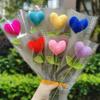 Coração de Flor de Fio Tricotado à Mão Crochê Amor Buquê Produto Acabado Presente de Feriado para Namorada ou Amiga Flor Artificial