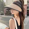 Chapéu de Sol de Verão Feminino com Proteção para o Pescoço, Chapéu de Sol de Palha, Proteção UV, Chapéu de Sol para Ciclismo ao Ar Livre, Moderno e Versátil