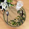 Venda Quente Transfronteiriça Estilo Rústico Jogo Americano Tecido Falso Jogo Americano Natalino Impresso em 2D Jogo Americano Redondo de Bambu e Cânhamo Decoração de Mesa