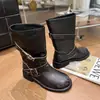 Botas Martin de estilo británico con hebilla de cinturón, efecto desgastado, hasta la mitad de la pantorrilla, para mujer, invierno 2026, tacón grueso vintage, punta redonda, botas versátiles para mujer