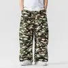 Calças Camufladas de Corte Reto para Homens Estilo Verão 2026 Tamanho Grande Estilo Japonês Retro Camuflado Calças Casuais Calças de Corte Reto Largo Estilo Americano
