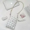 68291 Bolso cruzado de lunares estilo coreano con correa de hombro ajustable anudada, bolso para teléfono para niñas, bolso de hombro pequeño de tela con estampado de leopardo