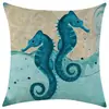 Funda de Almohada de Lino Estampada Temática Oceánica Nueva de Verano para Temu, Cojín Decorativo para Sofá, Etiquetado y Dropshipping