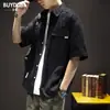 Camisa de manga corta de verano para hombre, marca de moda, corte holgado, talla grande, ropa de trabajo casual, manga media, camisa versátil