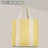 Bolsa de Lona Laminada con Borlas de Tela Rayada Bolsa Tote de Lona Hecha a Medida Bolsa de Lona de Gran Capacidad Bolsa Tote Personalización