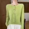 Cardigan de Lã Pura Pronto para Vestir Linha de Frente Suéter de Tricô com Ponto Flor de Osmanthus Gola Redonda Feminino Estilo Outono e Inverno Jaqueta de Lã Pequena Fragrância Feminina