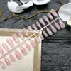 30 Piezas de Tiras de Uñas Portátiles, Parches de Manicura Blanqueadores y Versátiles, Parches de Uñas con Gradiente Rosa Claro y Moño al por Mayor