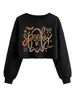 Amazon eBay Moda Europeia Americana Versátil Personalidade Solto Feminino Assustador Fantasma Vazado Cropped Moletom