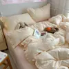 Juego de ropa de cama de cuatro piezas de gasa de doble capa 100% algodón, suave y amigable con la piel, grado A para maternidad e infantil, juego de funda de edredón de tres piezas de algodón puro estilo coreano ins