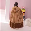 Invierno Extendido Dos Usos Popular Gorro de Invierno para Mujer Capibara Delfín Oso Pijama Coral Terciopelo Cálido Pijama de Una Pieza