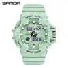 Reloj SANDA para estudiantes, doble pantalla, textura de mezclilla, reloj electrónico multifuncional, reloj electrónico deportivo impermeable transfronterizo