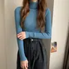 2025 Nuevo Multicolor Otoño e Invierno Color Sólido Básico Versátil Tejido Clásico Cuello Alto Manga Larga Camisa Base