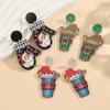 Pendientes acrílicos con forma de guantes de alce navideños creativos, pendientes de Papá Noel con dibujos animados, pendientes de diseño exagerado para mujer.