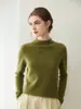 Novedad Otoño e Invierno Top para Mujer de Cachemir Puro Cuello Redondo Holgado Adelgazante Versátil Cálido Tejido de Punto Capa Base