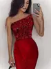 Aliexpress Comercio Exterior Transfronterizo Nuevo Estilo Lentejuelas Sin Mangas Moderno Ceñidor de Cintura Elegante Vestido de Noche Sin Tirantes Sexy Vestido