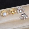 Accesorios DIY Joyería de Perlas Plata S925 Aretes Hoja de Arce Soporte Vacío Aretes Rama de Sauce Soporte Vacío 8-9mm Jg6008