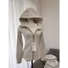 Chamarra sudadera ajustada, simple y elegante, para mujer, perfecta para primavera y otoño, versátil, con línea de hombro regular, cintura ceñida y corte ajustado, adecuada como cárdigan deportivo o sudadera con capucha