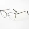 Óculos Ópticos de Metal Olho de Gato Diamante Armação para Sobrancelha Novos Retro Anti-Luz Azul Lentes Planas Armação para Óculos de Miopia