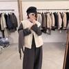 Colete Feminino 2025 Outono/Inverno Novo Estilo Europeu e Coreano Retrô Simples Oversized Versátil Celebridade da Internet Colete com Forro de Lã de Cordeiro