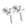 Pendientes de botón creativos europeos y americanos con tachuelas cruzadas simples elegantes casuales combinan con todo galvanizado comercio exterior comercio electrónico pendientes de botón de acero inoxidable venta al por mayor