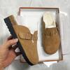 Zapatos Birkenstock de Piel Genuina Estilo Nuevo Otoño e Invierno 2026, Zapatos Birkenstock con Forro de Lana, Zapatos Peludos con Suela Gruesa que Aumentan la Altura, Mules Deslizables para Exteriores