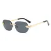 Gafas de Sol Poligonales sin Montura de Moda, Gafas de Sol Metálicas de Alta Gama Anti-UV, Gafas de Sol Casuales de Moda para Conducir