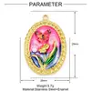Estilo Pintura al Óleo Jardín de Monet Acero de Titanio Accesorios para Pendientes DIY Mujeres Mariposas Flores Joyería de Acero Inoxidable Colgante de Collar