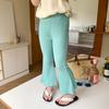 Pantalones de verano Aimo Beibei estilo coreano para niñas, pantalones finos ajustados, pantalones acampanados de algodón slub suave para niños