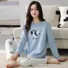 Otoño e Invierno 160g Nuevo Estilo Suéter de Manga Larga para Mujer Estampado de Dibujos Animados Conjunto Casual para Estar en Casa Pijama de Verano para Habitación con Aire Acondicionado