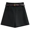 Shorts de traje sueltos de cintura alta para mujer, nueva colección primavera/verano 2026, versátiles para el trabajo, talla petite, pantalones de pierna ancha de línea A de alta gama
