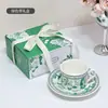 Conjunto de Xícara e Pires de Cerâmica Francesa para Café, Copo de Água Doméstico de Aparência Elevada, Xícara de Chá com Flores de Alto Padrão, Presente Corporativo, Lembrança