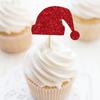 Chapéu de Natal com Glitter Multicor Inserção para Bolo Festa de Natal Decoração Tema Natalino Inserção para Bolo