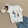 Camiseta de Manga Corta con Estampado Divertido de Cachorro de Dibujos Animados para Mujer, Nuevo Estilo de Verano Holgada Casual Versátil Estilo Perezoso Top para Mujer