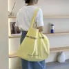 Set Bolsa de Lona Rayada Doble Cara Estilo Coreano Moda Bolso Tote Casual Bolso de Hombro Simple Versátil Gran Capacidad