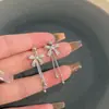 Brincos de Tassel com Laço e Diamantes para Mulheres, Luxo Acessível, High-End, Brincos de Estilo Frio, Brincos de Design de Moda de Nicho, Brincos da Moda
