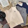Chaleco de moda infantil 2025 Primavera y Otoño Chaleco de punto bordado con poni para niños y niñas Suéter de cuello en V Moda infantil de otoño