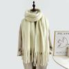 Bufanda de Mohair a Cuadros Estilo Maillard para Mujer, Chal de Invierno de Alta Gama, Bufanda Cálida de Doble Uso Estilo Coreano para Estudiantes