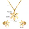 Comércio Exterior Transfronteiriço Joias Brincos Flor Colar Ins Estilo Fresco e Doce com Corrente para Clavícula de Diamante Conjunto de Joias de Aço Inoxidável