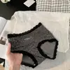 Calcinhas femininas com estampa de leopardo levemente escovada, amigáveis à pele e de alta elasticidade, calcinhas femininas de renda com letras na cintura média, forro 10A antibacteriano de modal